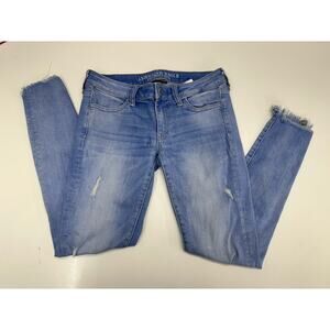 American Eagle Womens Jeans Size 6 Super Low Jegging Distressed Denim